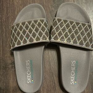 Sketchers sequined slides plush foam